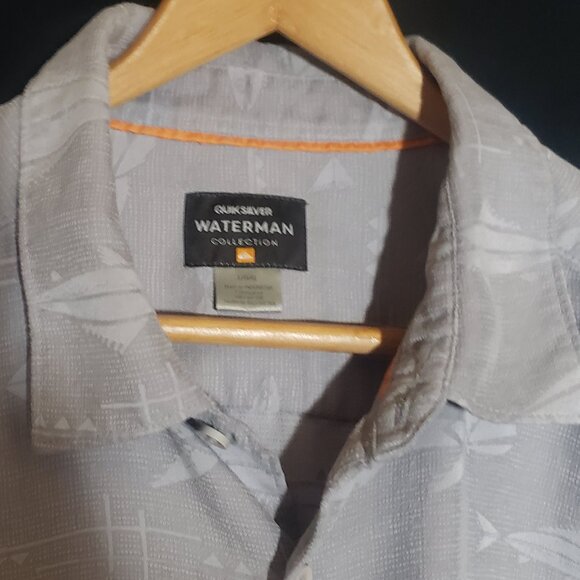 Quiksilver Waterman Collection Fish Design SS BF Shirt - Gray - Sz L* - Picture 2 of 5